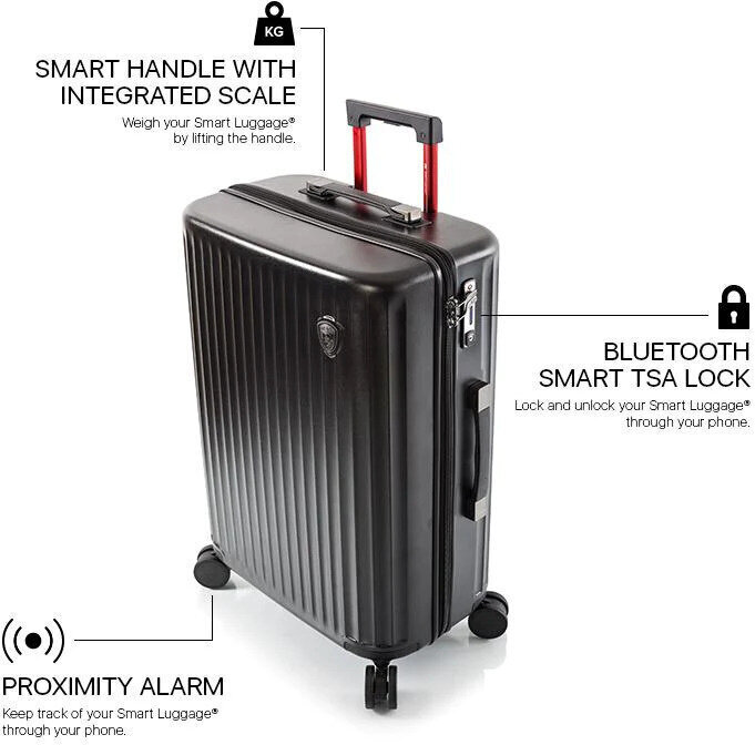 Vidējs čemodāns Heys Smart Luggage, M, melns cena un informācija | Koferi, ceļojumu somas | 220.lv