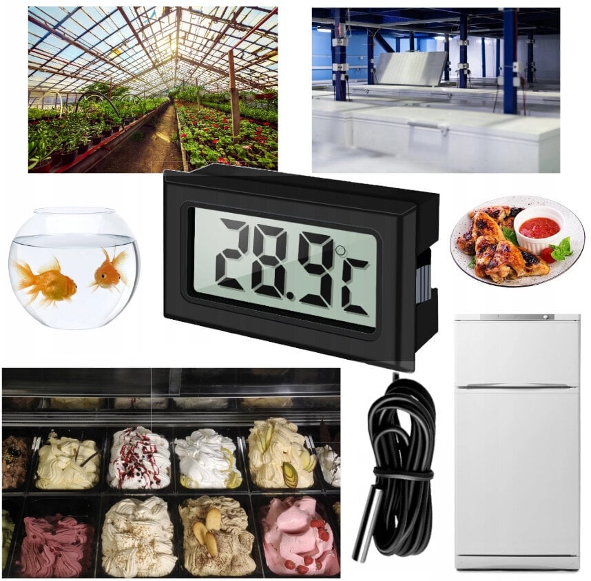 Termometrs ar LCD zondi ledusskapim un apkurei ar centrālo apkuri. cena un informācija | Virtuves piederumi | 220.lv