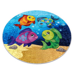 Моющийся ковер JUNIOR 51594.801 круг рыбы, океан океан для детей нескользящий - синий цена и информация | Ковры | 220.lv