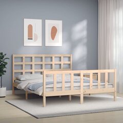 vidaXL gultas rāmis ar galvgali, 5FT, King size izmērs, masīvkoks цена и информация | Кровати | 220.lv