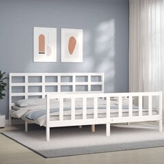 vidaXL gultas rāmis ar galvgali, 200x200 cm, masīvkoks, balts цена и информация | Кровати | 220.lv