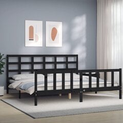 vidaXL gultas rāmis ar galvgali, melns, 180x200 cm, masīvkoks cena un informācija | Gultas | 220.lv