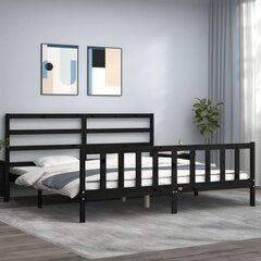 vidaXL gultas rāmis ar galvgali, melns, 180x200 cm, masīvkoks цена и информация | Кровати | 220.lv