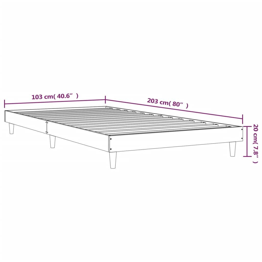 vidaXL gultas rāmis, melns, 100x200 cm, inženierijas koks cena un informācija | Gultas | 220.lv