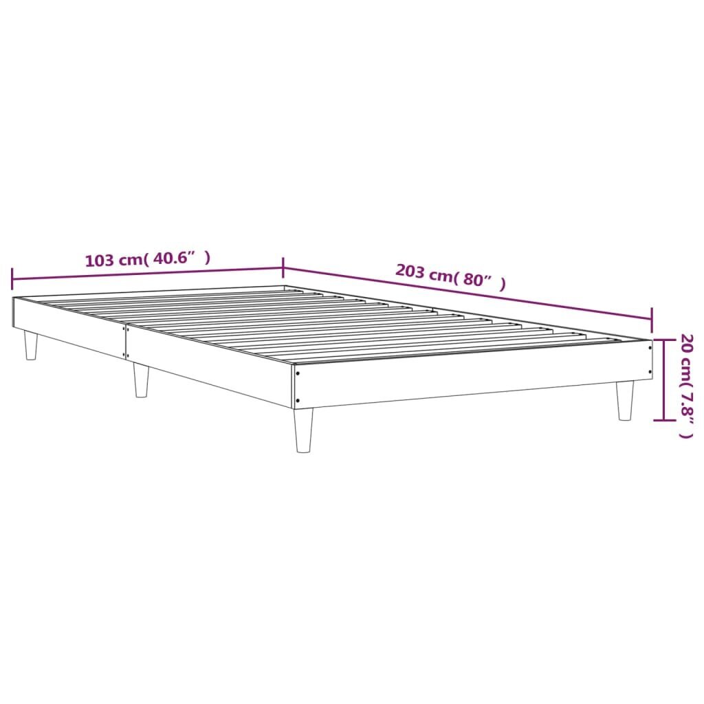 vidaXL gultas rāmis, betona pelēks, 100x200 cm, inženierijas koks cena un informācija | Gultas | 220.lv