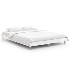 vidaXL gultas rāmis, spīdīgi balts, 140x190 cm, inženierijas koks cena un informācija | Gultas | 220.lv