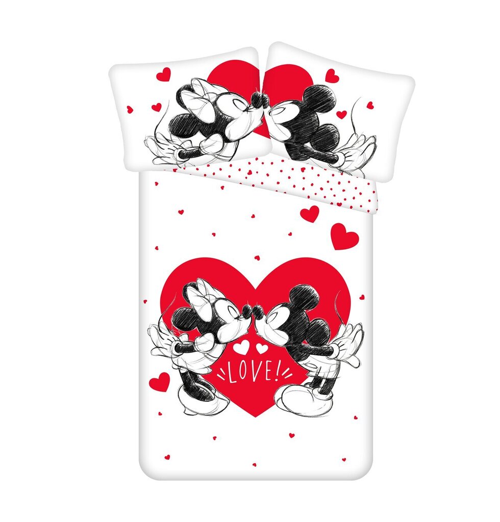 Gultas veļas komplekts Mickey and Minnie Love 05, 140x200 cm цена и информация | Gultas veļas komplekti | 220.lv