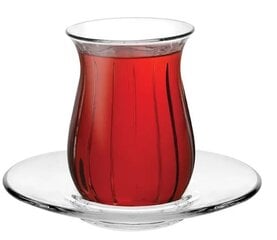 Pasabahce набор стаканов и блюдец Linka, 12 шт. цена и информация | Стаканы, фужеры, кувшины | 220.lv