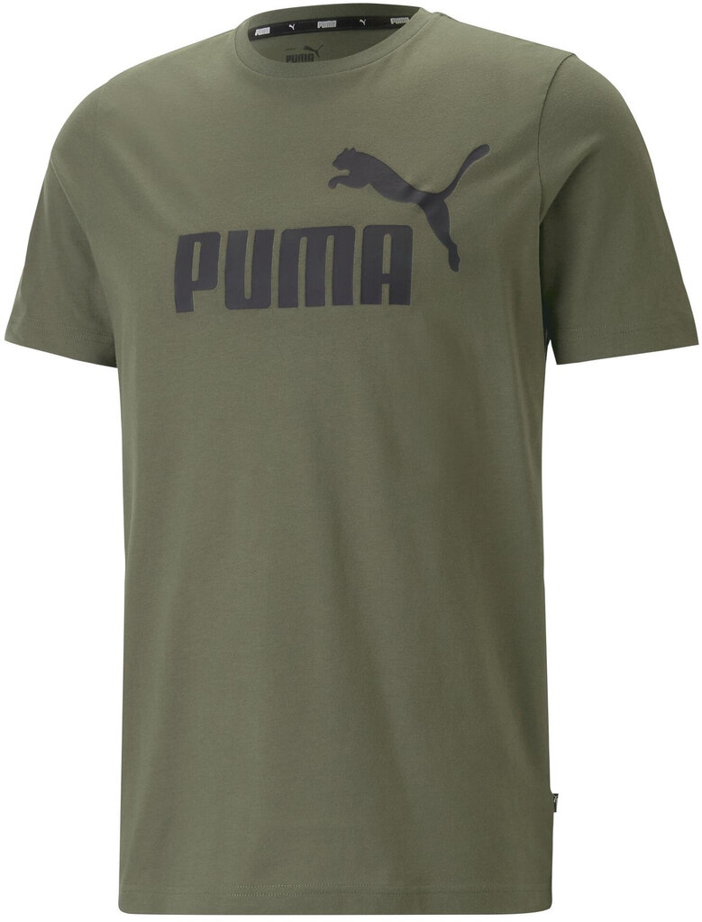 Puma T-krekls vīriešiem Ess Logo Tee Khaki 586667 36 цена и информация | Vīriešu T-krekli | 220.lv