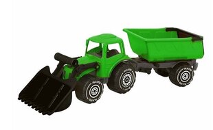 Большой трактор с прицепом Plasto, 56,5 см, зеленый цвет цена и информация | Конструктор автомобилей игрушки для мальчиков | 220.lv