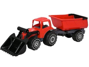 Liels traktors ar piekabi Plasto, 56.5 cm, sarkans cena un informācija | Rotaļlietas zēniem | 220.lv