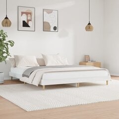 vidaXL gultas rāmis, 140x200 cm, inženierijas koks, spīdīgi balts cena un informācija | Gultas | 220.lv