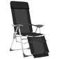 vidaXL saliekami kempinga krēsli, kāju balsti, 2 gb., melns tekstilēns cena un informācija | Dārza krēsli | 220.lv
