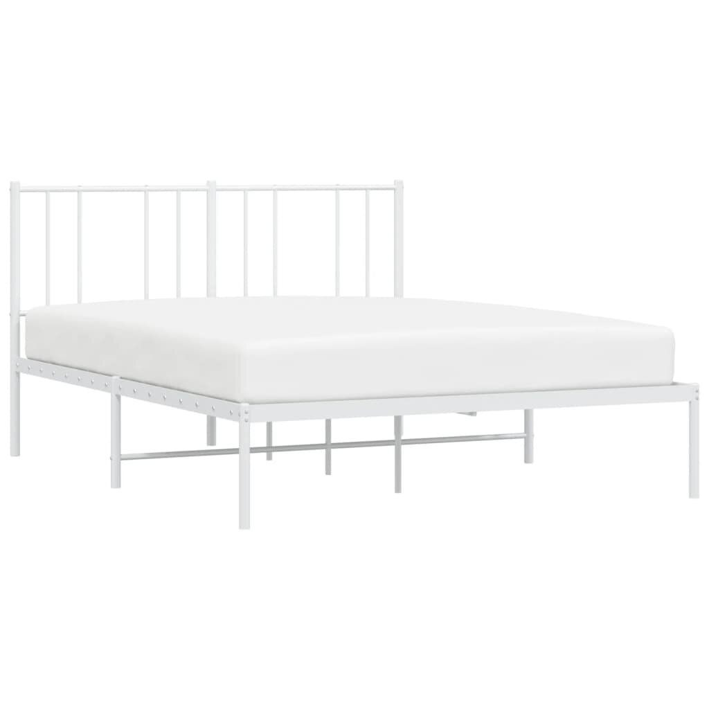 vidaXL gultas rāmis ar galvgali, balts metāls, 150x200 cm cena un informācija | Gultas | 220.lv