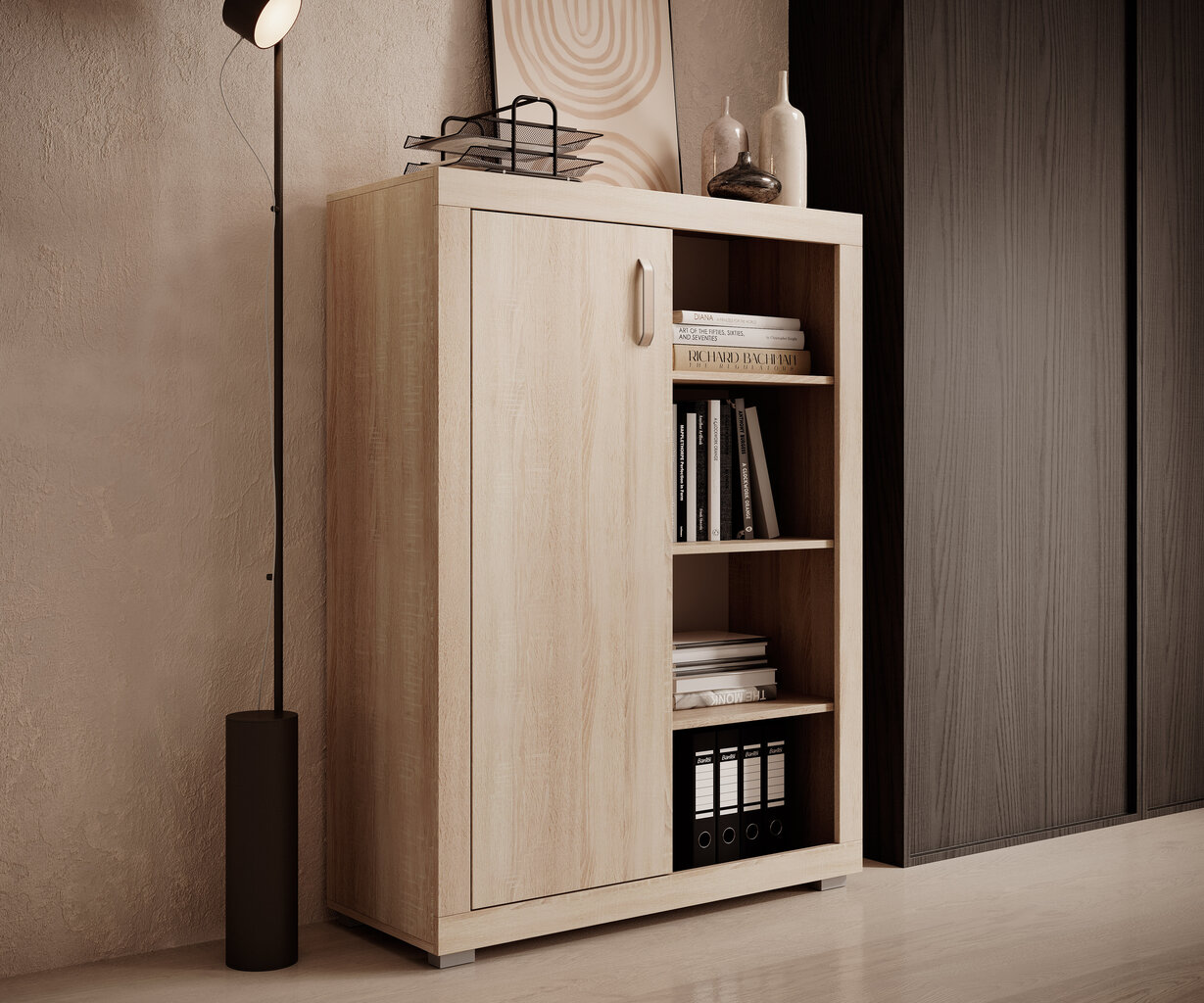 Kumode ADRK Furniture Bahar, 100x40x136 cm, brūna cena un informācija | Kumodes | 220.lv