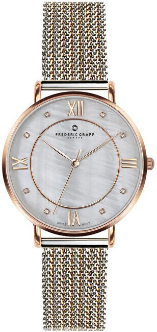 Sieviešu pulkstenis Frederic Graff Rose Liskamm 2 tonnas. Tērauds + rozā zelta tīkls FAI-2718 cena un informācija | Sieviešu pulksteņi | 220.lv