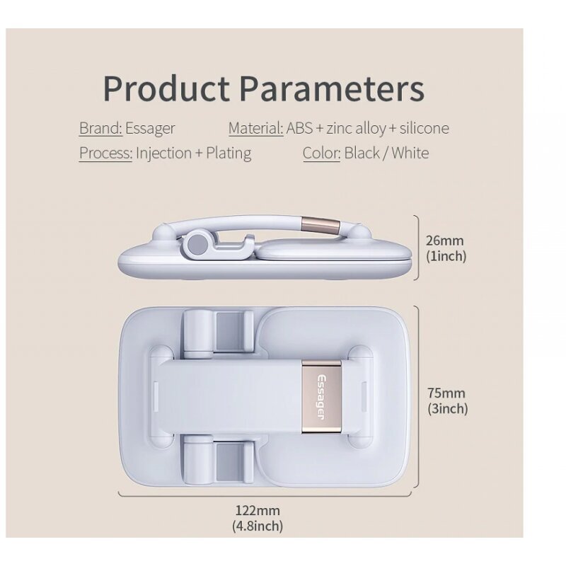Essager telefons, planšetdatora salokāms statīvs/turētājs cena un informācija | Auto turētāji | 220.lv