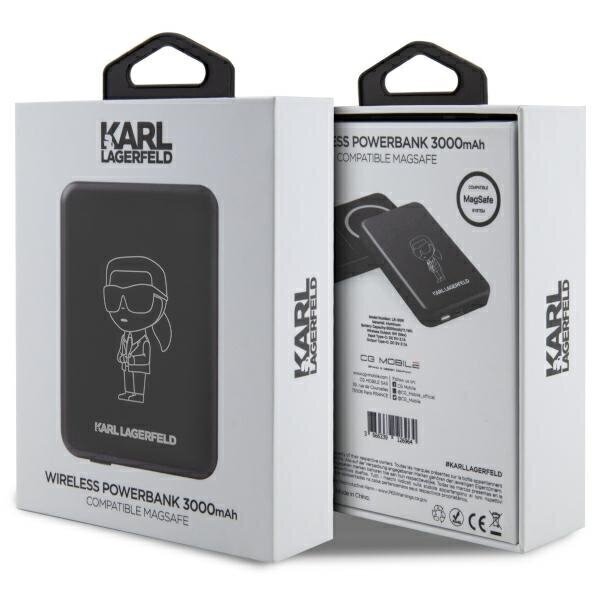 Karl Lagerfeld Powerbank indukcyjny KLPBMKIOTTGK 5W 3000mAh czarny|black Ikonik MagSafe cena un informācija | Lādētāji-akumulatori (Power bank) | 220.lv