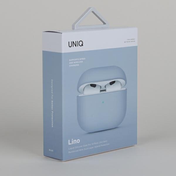 UNIQ etui Lino AirPods 3 gen Silicone błękitny|arctic blue UNIQ-AIRPODS(2021)-LINOABLU cena un informācija | Austiņu piederumi | 220.lv