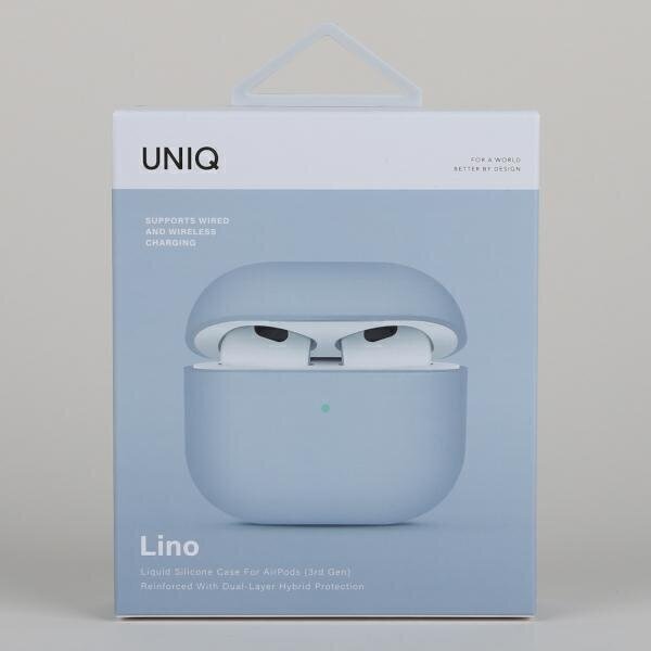 UNIQ etui Lino AirPods 3 gen Silicone błękitny|arctic blue UNIQ-AIRPODS(2021)-LINOABLU cena un informācija | Austiņu piederumi | 220.lv