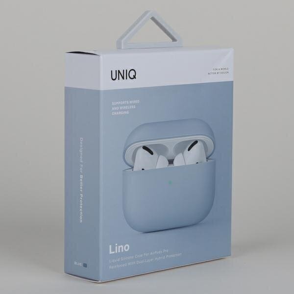 UNIQ etui Lino AirPods Pro Silicone błękitny|arctic blue UNIQ-AIRPODSPRO-LINOABLU cena un informācija | Austiņu piederumi | 220.lv