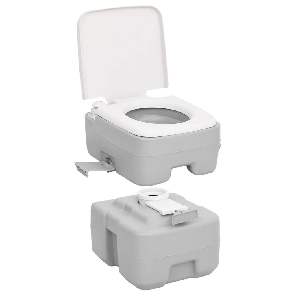 vidaXL portatīvā kempinga tualete, pelēka un balta, 20+10 L, HDPE cena un informācija | Biotualetes | 220.lv