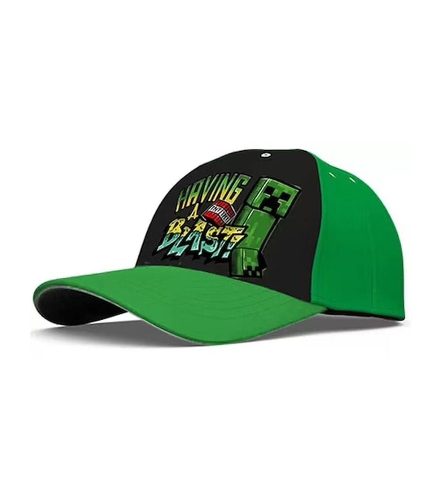 Minecraft bērnu cepure 177178 02, zaļš/melns 177178*02-054 cena un informācija | Cepures, cimdi, šalles zēniem | 220.lv