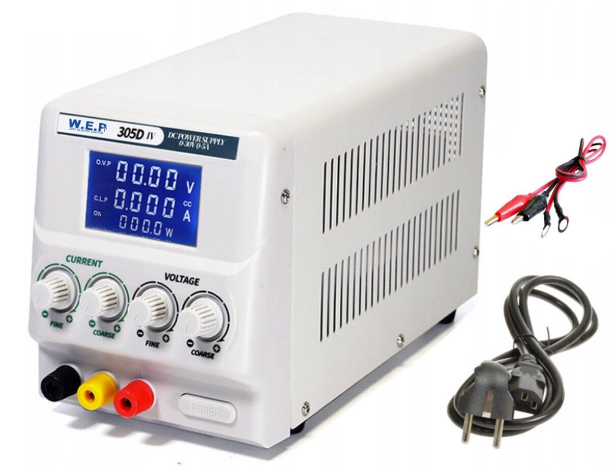 WEP 305D-IV labaratorijas barošanas bloks (0-30V,5A, LCD) cena un informācija | Barošanas avoti | 220.lv