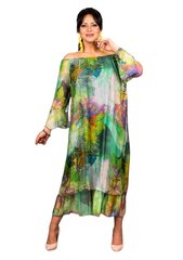 Zīda kleita sievietēm ar ziedu rakstu Silk Blend, zaļa цена и информация | Платья | 220.lv
