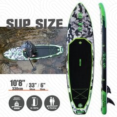 Надувное весло FunWater, 330x84x15 см, зеленое/камо цена и информация | SUP доски, водные лыжи, водные аттракционы | 220.lv
