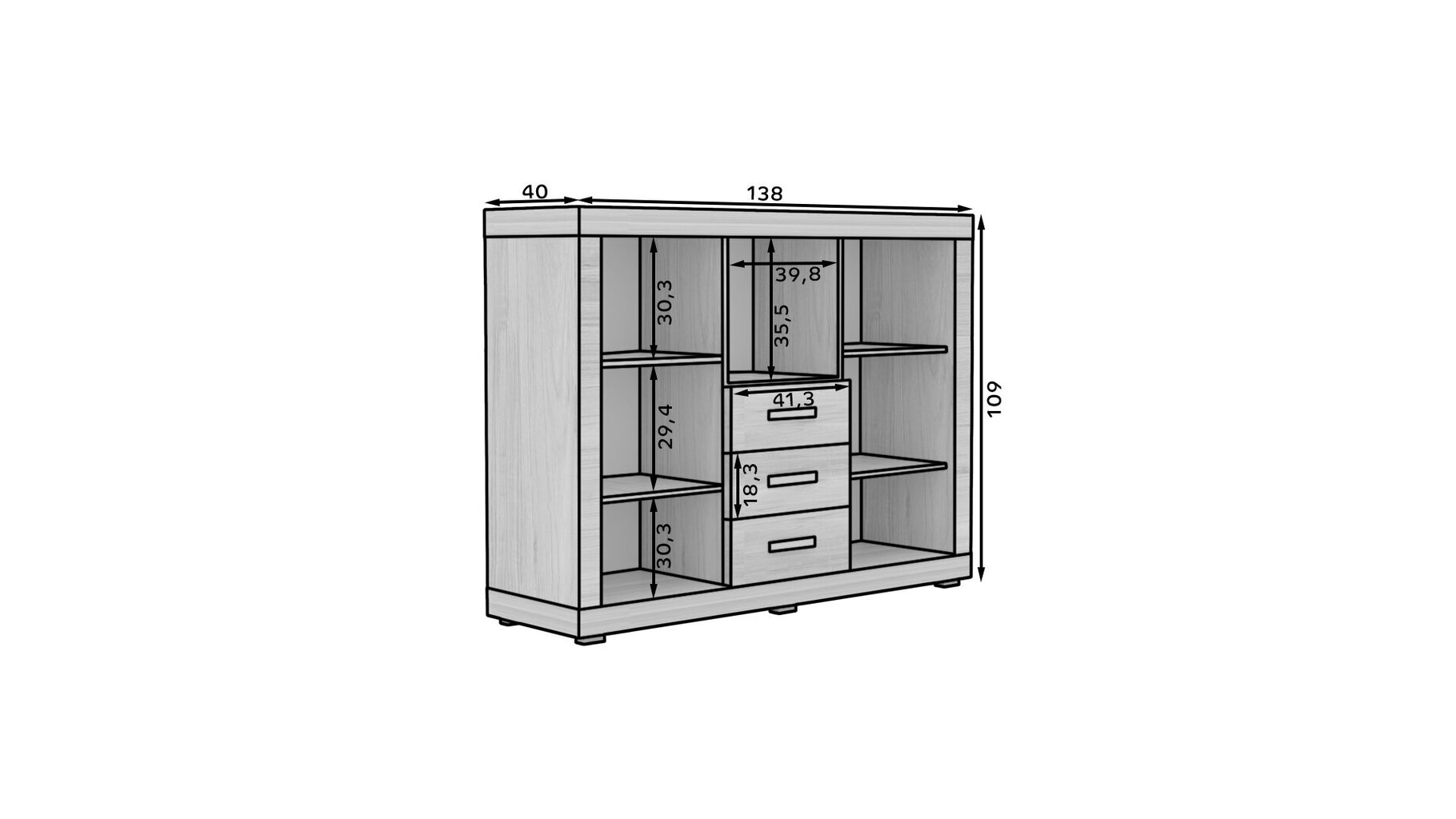 Kumode ADRK Furniture Bahar, 138x40x109 cm, brūna cena un informācija | Kumodes | 220.lv