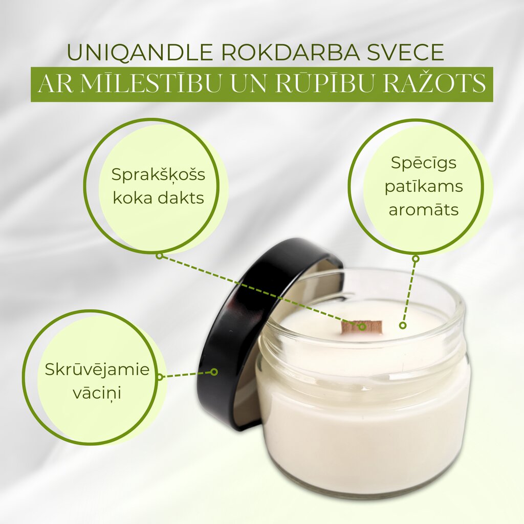 UniQandle aromātiskā svece Zaļās tējas ballīte cena un informācija | Sveces un svečturi | 220.lv