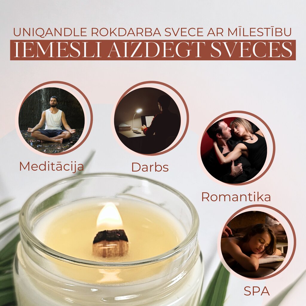 UniQandle Sojas vaska svece Melnā Vīģe un Vetiveris цена и информация | Sveces un svečturi | 220.lv