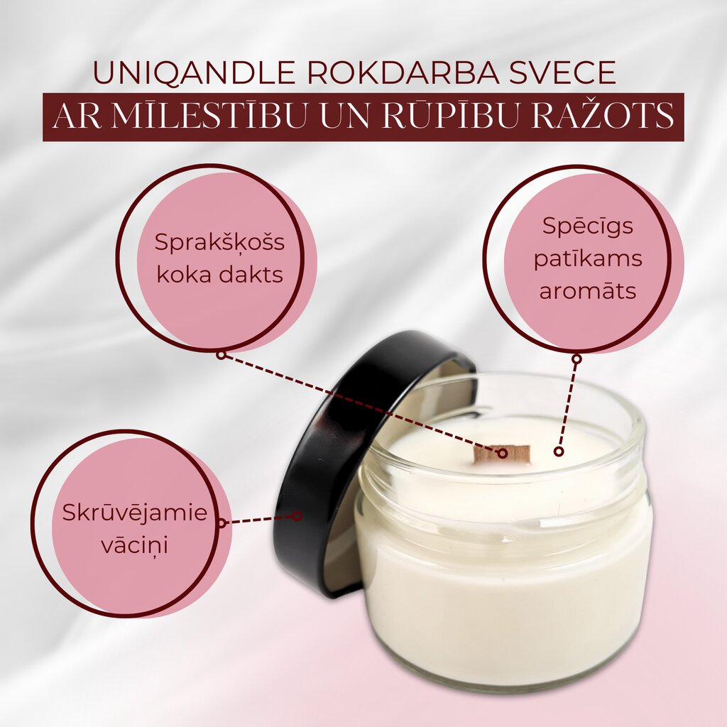 UniQandle aromātiskā svece Melnā plūme un rabarbers cena un informācija | Sveces un svečturi | 220.lv