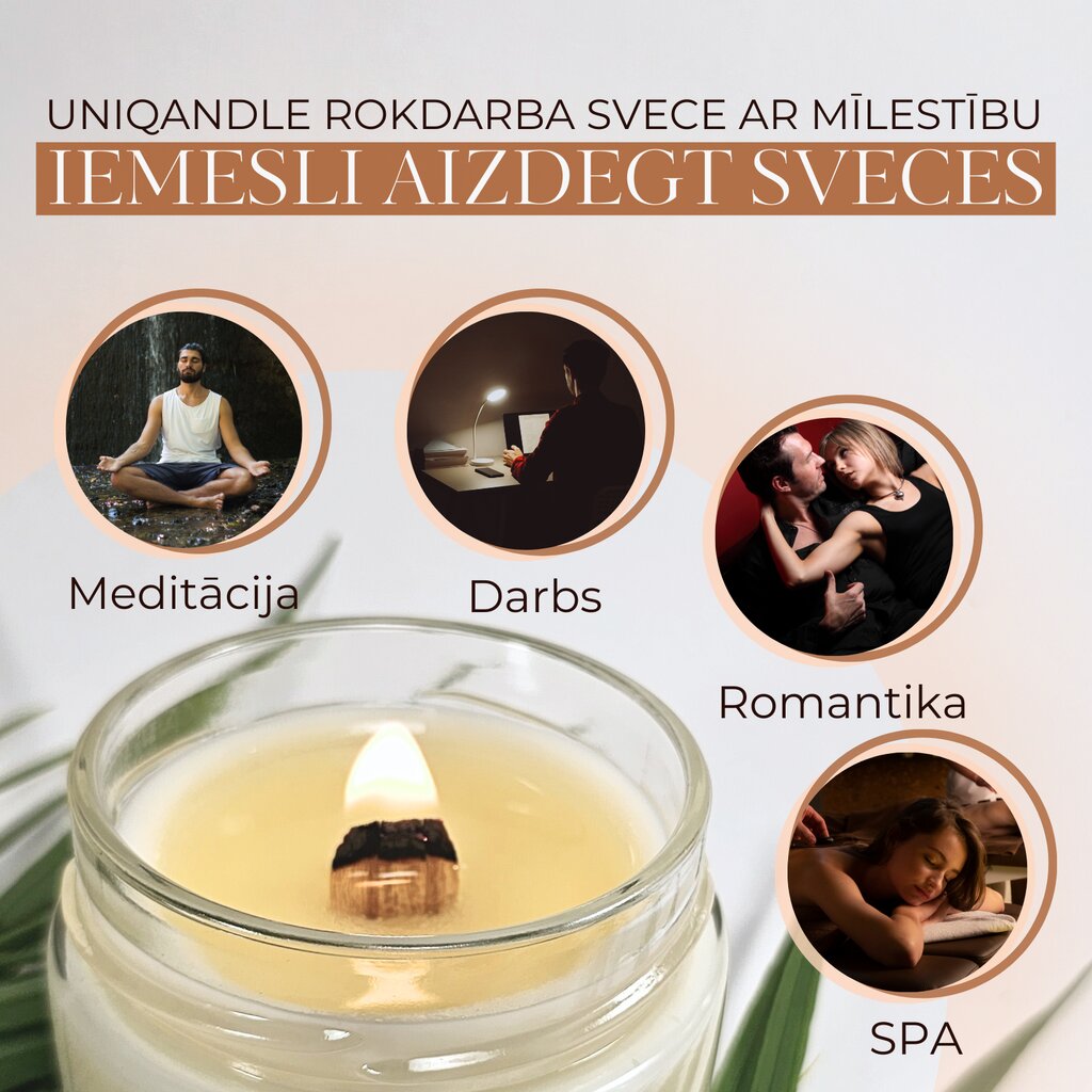 UniQandle sojas vaska svece Mandeles un Vaniļa cena un informācija | Sveces un svečturi | 220.lv