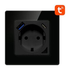 Viedā WiFi sienas ligzda Avatto N-WOT10-USB-B TUYA USB USB-C (melns) цена и информация | Электрические выключатели, розетки | 220.lv