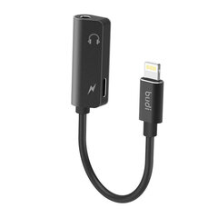 Lightning to AUX mini jack 3.5mm adapter + Lightning Budi (black) цена и информация | Адаптеры и USB разветвители | 220.lv
