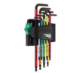 Набор штифтовых ключей Wera BlackLaser Multicolour 957/9 TORX, 9 шт. TX8-TX40 цена и информация | Механические инструменты | 220.lv