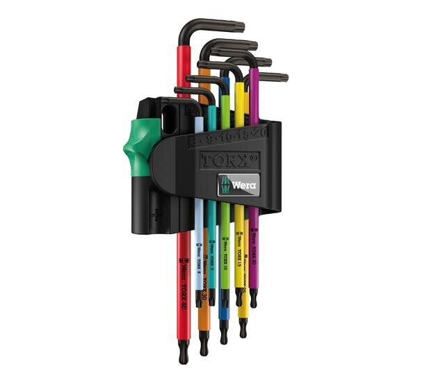 Wera BlackLaser Multicolour 957/9 TORX L-atslēgu komplekts 9gab TX8-TX40 cena un informācija | Rokas instrumenti | 220.lv