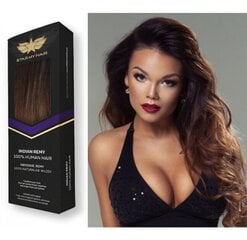 Натуральные накладные волосы на заколках Remy 6 частей, с переходом омбре коричневый, 0-1B6 нет. цена и информация | Набор аксессуаров для волос | 220.lv