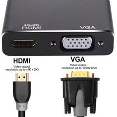 DisplayPort uz HDMI + VGA adapteris v1.4 / 4K@30Hz цена и информация | Адаптеры и USB разветвители | 220.lv