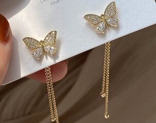 Серьги-бабочки с подвесками, золото LGE113G цена и информация | Серьги | 220.lv