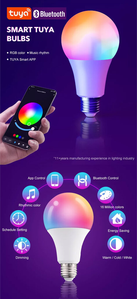 Mūsdienīgā gudrā lampa Smart Led Light Multi Color cena un informācija | Spuldzes | 220.lv