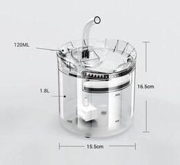 Automātiskā dzeramā strūklaka dzīvniekiem, Festeros 1,8 l цена и информация | Миски, ящики для корма | 220.lv