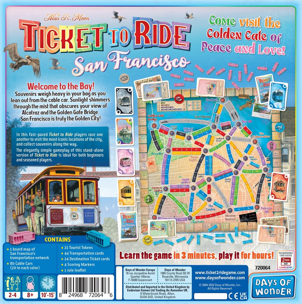 Galda spēle Days of Wonder Ticket to Ride San Francisco, FIN, SE, DK, NO цена и информация | Galda spēles | 220.lv