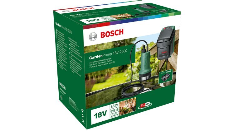 GardenPump 18V-2000 Ūdens sūknis,1x2,5Ah  06008C4202 Bosch cena un informācija | Hidrofori | 220.lv