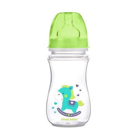 CANPOL pudelīte plata kakla EASYStart Animals, caurspīdīga, 240 ml (35/206) цена и информация | Bērnu pudelītes un to aksesuāri | 220.lv