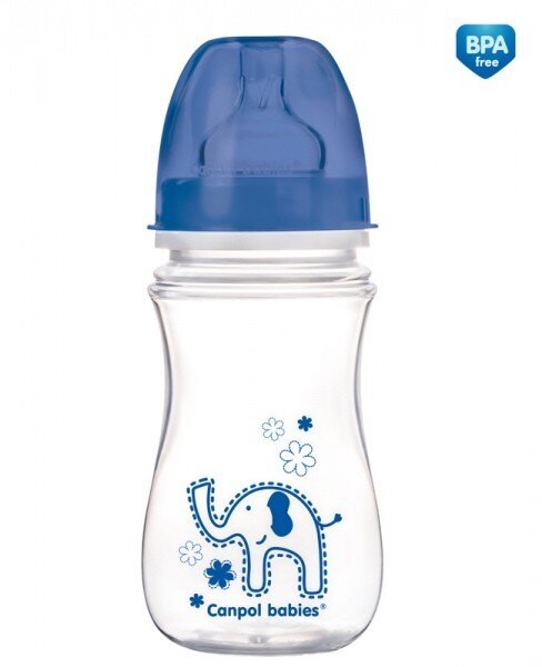 CANPOL pudelīte plata kakla EASYStart Animals, caurspīdīga, 240 ml (35/206) цена и информация | Bērnu pudelītes un to aksesuāri | 220.lv