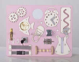Бизиборд, сенсорная доска Монтессори, Розовый цвет цена и информация | Развивающие игрушки | 220.lv