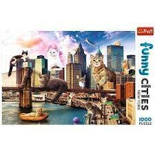 Puzle ar kaķiem un skatu uz Ņujorku Trefl, 1000 d цена и информация | Пазлы | 220.lv